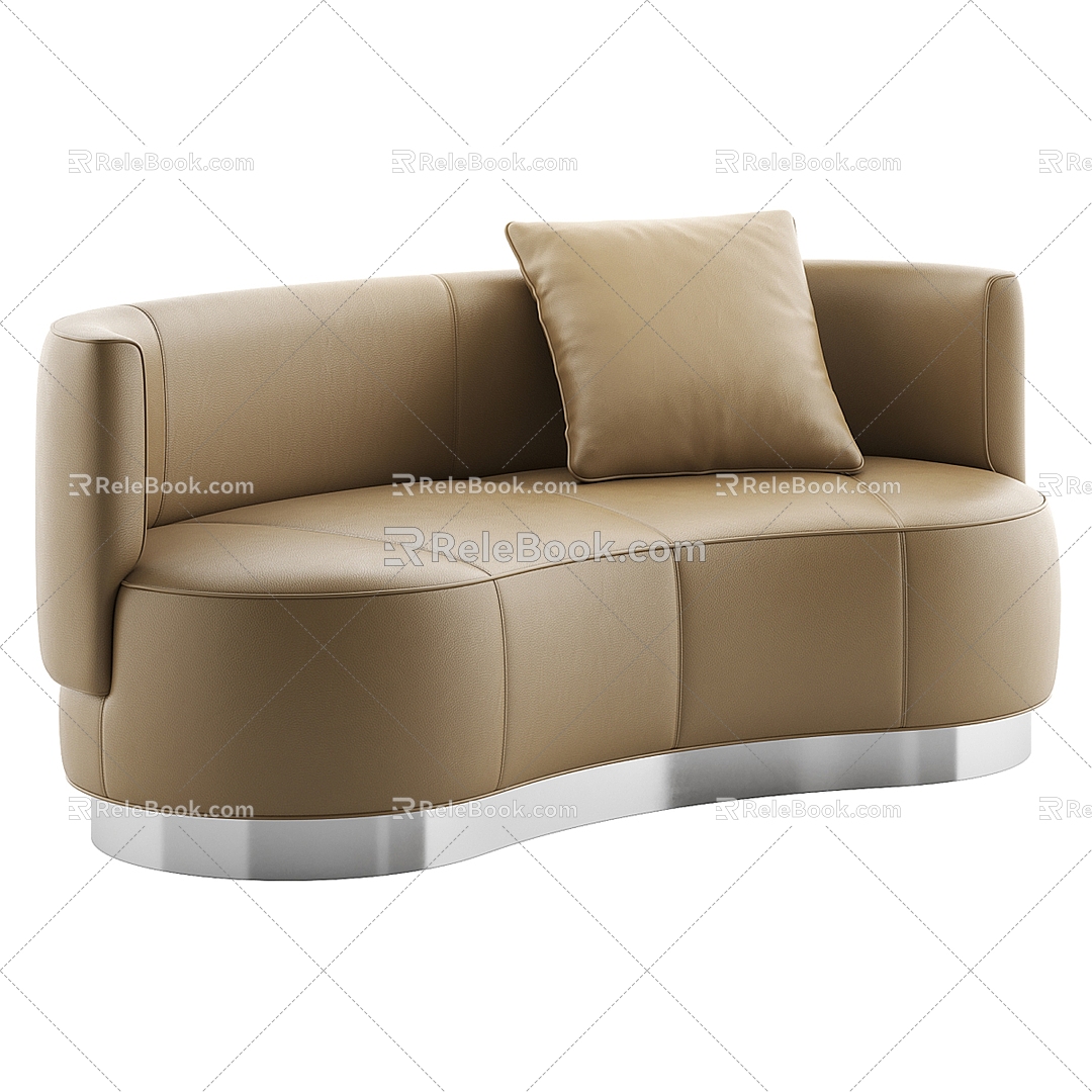 Minotti modern double leather sofa 3d model