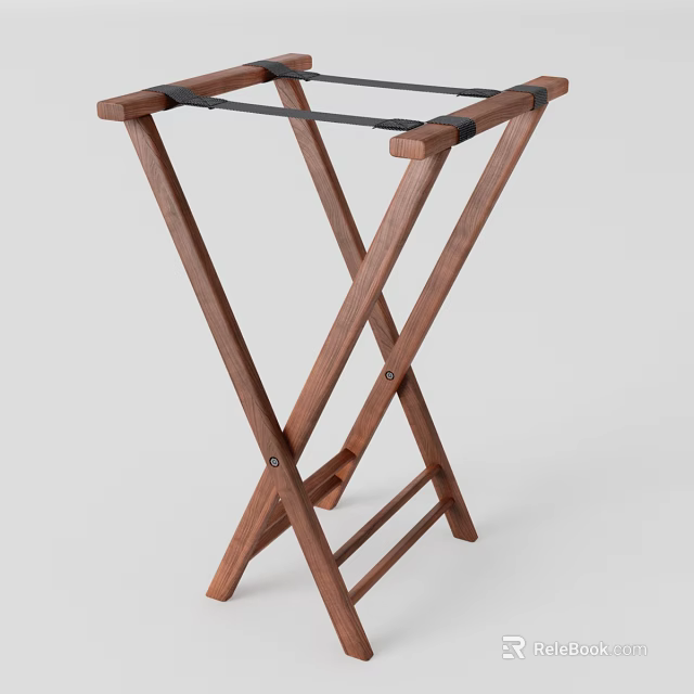 Durable Wooden Foldable Stool With Cross Legged Structure And Simple Design 3d model
