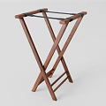 Durable Wooden Foldable Stool With Cross Legged Structure And Simple Design 3d model