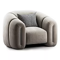 Green Velvet Single Sofa With Rounded Armrests And Metal Strip Accents And Gray Geometric Pillow