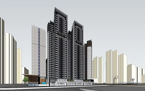 High-rise residential buildings in modern residential areas 3d model