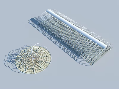 Modern Pergola With Curved Roof Grid Metal Frame And Geometric Architectural Design 3d model