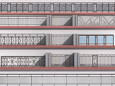 Railings For Multi Storey Buildings With Various Decorative And Geometric Patterns 3d model