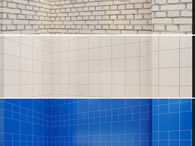 White And Blue Tile Wall Design With Various Textures For Interior Spaces 3d model