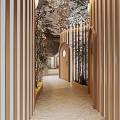 Relaxing SPA Sauna Environment With Bamboo Wooden Design And Stones