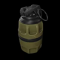 Realistic 3D Model Hand Grenade Weapon with Green Body and Grooved Design