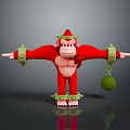 Red Gorilla 3D Model Character With Green Decorative Spiked Rings And Holding Green Ball