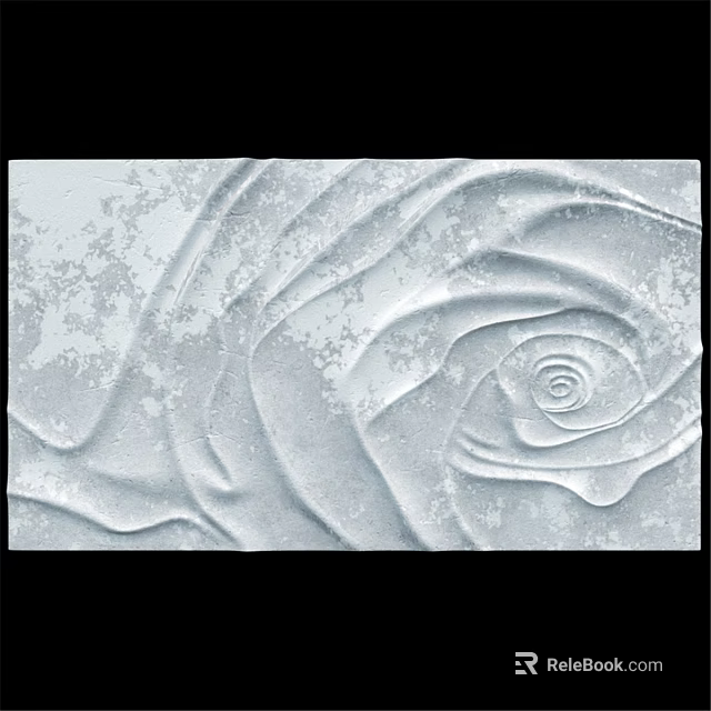 Decorative White Component With Rose Pattern Relief And Textured Surface 3d model 