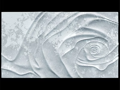 Decorative White Component With Rose Pattern Relief And Textured Surface 3d model