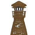 Wooden Bottle Shaped Tower With Circular Platform And Wooden Deck 3d model