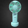 Portable Desktop Electric Fan with White Base Green White Blades Digital Display and Control Button