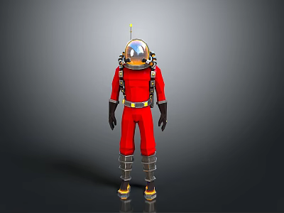 Red Astronaut Spacesuit with Helmet and Backpack for Space Exploration Missions 3d model