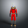Red Astronaut Spacesuit with Helmet and Backpack for Space Exploration Missions