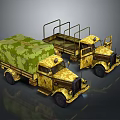 Vintage Military Truck With Camouflage Design Green And Yellow Cargo Bed And Metal Frame