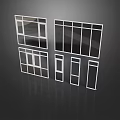 Modern Casement Windows With White Frames And Multiple Glass Panel Sizes Design 3d model