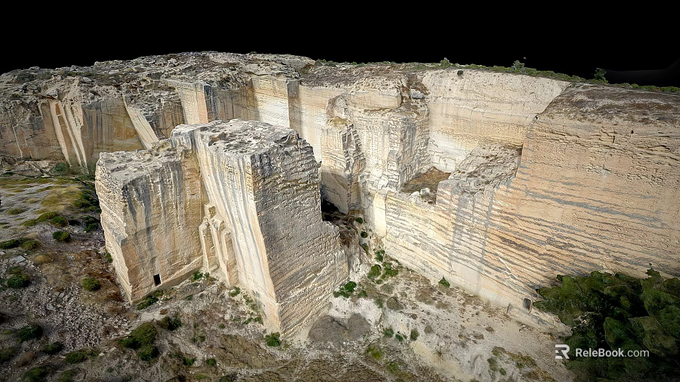 Classic Garden Landscape Featuring Ancient Stone Structures Lush Vegetation And Natural Elements 3d model