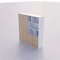 Modern Bookcase With Wooden Doors White Frame And Open Storage Shelves