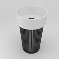 Modern Cylindrical Washbasin With White Top And Black Striped Body