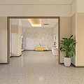 Smart Elderly Care Center Lobby With Reception Desk Staff And Comfortable Sofa Seats