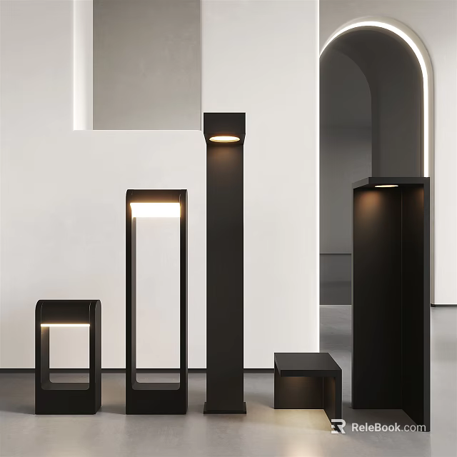 Minimalist Modern Floor Lamps With Black Sleek Design And Contemporary Structure 3d model 