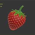 Fresh Red Strawberry With Green Leaves And Shiny Surface On Dark Background