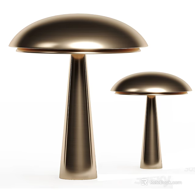 Modern Metallic Mushroom Shaped Table Lamps With Sleek Design And Two Sizes 3d model 