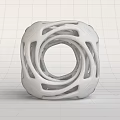 Modern Abstract Orange Ornamental Decor Piece With Circular Ring Design And Smooth Shiny Surface