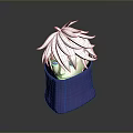 3D Character Design With White Hair Blue Eyes And Purple Scarf
