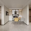 Minimalist Modern Living Dining Room Interior With Gray Sofa TV Wall And Large Window