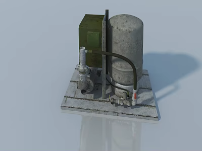 Industrial Equipment With Swing Door Cylindrical Tank And Pipeline On Base Platform 3d model