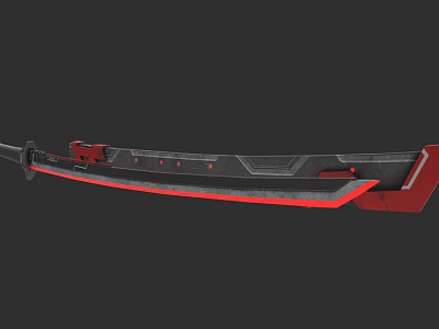 Black And Red Modern Tactical Weapon Blade With Sharp Edge And Geometric Design 3d model
