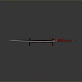 Traditional Japanese Katana Weapon With Black Scabbard Red Handle On Red Decorative Stand