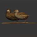 Two Stuffed Ducks Standing On A Wooden Base Detailed Taxidermy