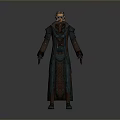 Detailed 3D Fantasy Character Wearing Long Robe With Green Red Design