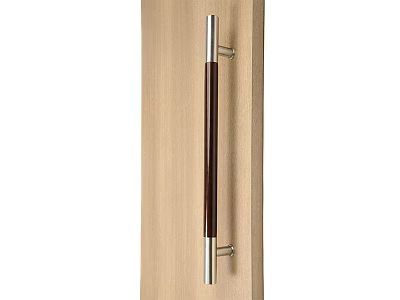 Modern Wooden Bedside Table With Stylish Metal And Wood Drawer Handle Design 3d model