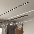 Ceiling Mounted Hangers With Track System And LED Light Illuminating Clothes In Modern Indoor Space