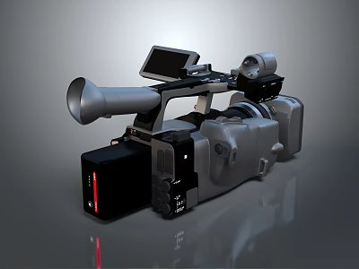Professional Video Camera Equipment With Large Lens Display Screen And Recording Features 3d model