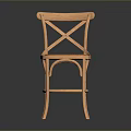 Light Wooden Single Chair With Cross Back And Rattan Seat Design