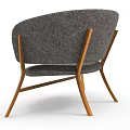 Modern Gray Sofa Stool With Wooden Legs And Fabric Upholstery In Minimalist Design