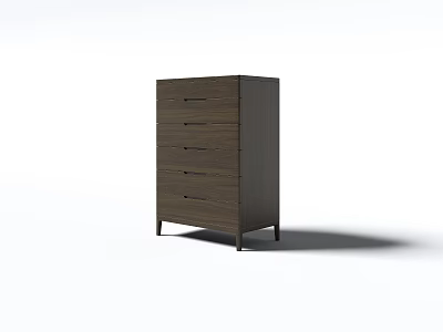 Modern Dark Brown Wooden Chest of Drawers With Five Drawers And Slim Legs 3d model