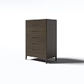 Modern Dark Brown Wooden Chest of Drawers With Five Drawers And Slim Legs