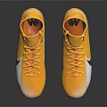 Modern Yellow High Top Soccer Shoes With White Cleats And Black Accents