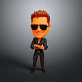 Cartoon Character With Brown Hair Wearing Sunglasses And Black Outfit Standing With Arms Crossed
