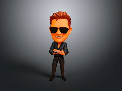 Cartoon Style Male Characters Male Characters Sunglasses Black Clothing Standing Posture Cartoon Characters Anime Characters Game Characters 3d model