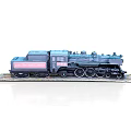 Detailed Black And Pink Steam Locomotive Model Train On Display Base