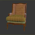Elegant Orange Single Sofa in Classic Style with Wooden Frame and Curved Legs
