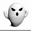 Cartoon Ghost Character With White Body Black Eyes And Outstretched Arms