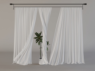 Fabric Curtain Dream Curtain Rod Fabric Curtain 3d model