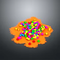 Colorful Building Blocks Scattered On Vibrant Orange Background For Daily Use