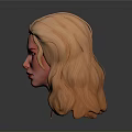 Realistic Game Movie Character With Blonde Curly Hair And Red Lips